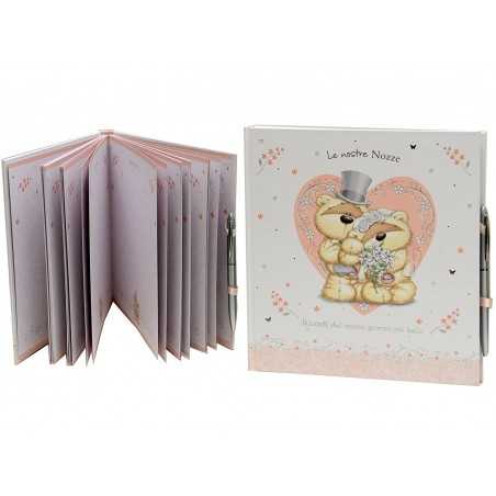 ALBUM PORTA FOTO MATRIMONIO ricordi Nozze Fizzy Moon cm 21,5x22 con penna