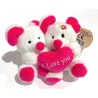 PELUCHE 2 topolini I LOVE YOU bianchi DECAR rosa CUORE san valentino AMORE gadget